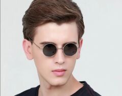 Yuvarlak Cam John Lennon Tarzı Gümüş Çerçeveli Siyah Gözlük (4944)