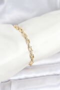 Pirinç Gold Renk VIP Seri Zincir Model Zirkon Taşlı Kadın Bileklik - TJ-BB8270