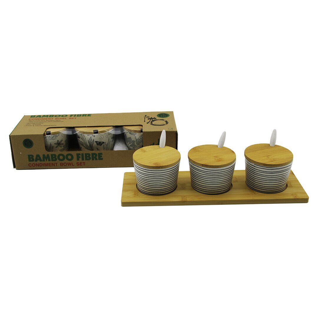 3 PCS BAMBU KAPAK - ALTLIK FİBER - MELAMİN BAHARATLIK TAKIM (4944)
