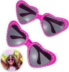 Kalp Şekilli Taşlı Parti Gözlüğü Pembe Renk 6x16 cm (4944)
