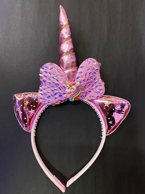 Soft Pembe Boynuzlu At Figürlü Çocuk Pullu Unicorn Tacı 17x27 cm
