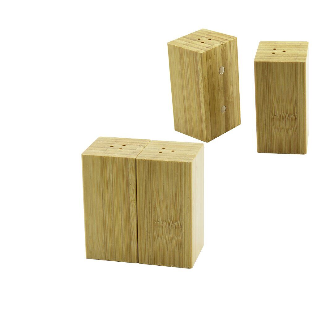 4.5X5CM--Y:9CM   2PCS   MIKNATISLI İKİZ   AHŞAP BAMBU  BAHARATLIK - TUZLUK (4944)