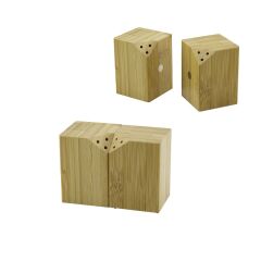 5X5CM--Y:7CM   2PCS   MIKNATISLI İKİZ   AHŞAP BAMBU  BAHARATLIK - TUZLUK (4944)