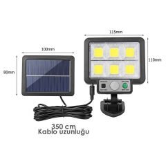 SOLAR PANELLİ HAREKET SENSÖRLÜ ÜÇ MODLU DUVAR LAMBASI (4944)