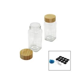12 PCS TAKIM KARE CAM BAHARATLIK - TUZLUK BAMBU KAPAKLI (4944)