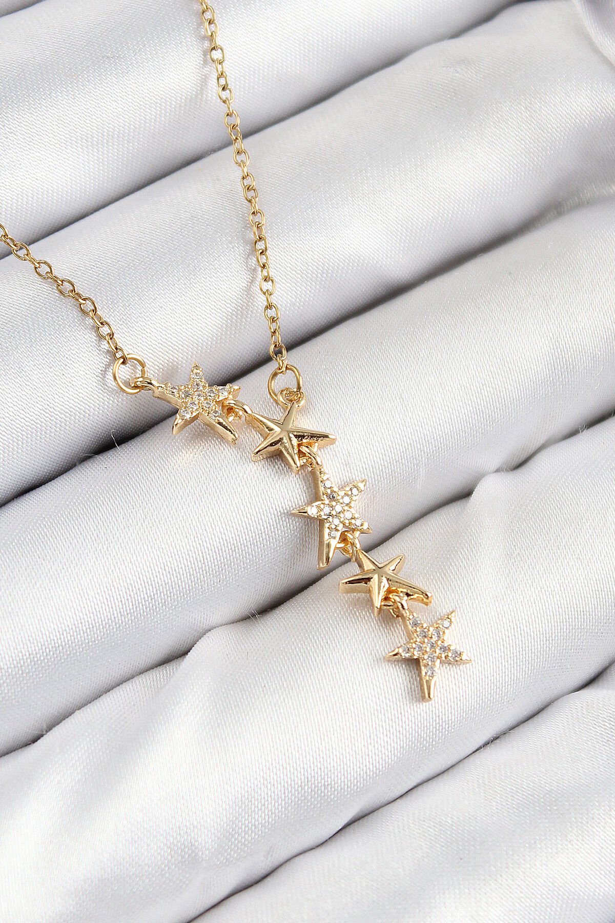 316L Çelik Yıldız Model Gold Renk Kadın Kolye - TJ-BKO10476