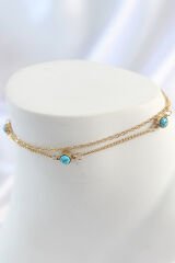 316L Çelik Gold Renk Zirkon Taşlı Sallantılı Yonca Model Halhal - TJ-HH1634