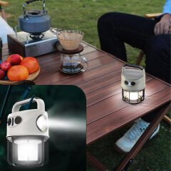 ÇİFT IŞIKLI KAMP LAMBASI EL FENERİ POWERBANK ÖZELLİKLİ (GÜN IŞIĞI - BEYAZ) CH-22025 (4944)