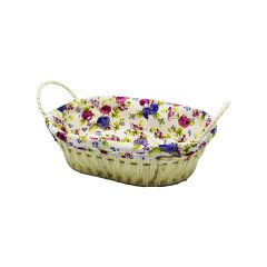 OVAL RENKLİ BEZLİ HASIR EKMEK SEPETİ (4944)