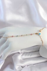 Pirinç Gold Renk Renkli Zirkon Taşlı Nazar Boncuk Detay Şahmeran - TJ-SN634