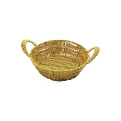 YUVARLAK PLASTİK HASIR EKMEK - ÇOK AMAÇLI SEPET KULPLU - METAL İSKELET TABAN:18CM - AĞIZ:24CM DERİNLİK:8CM (4944)