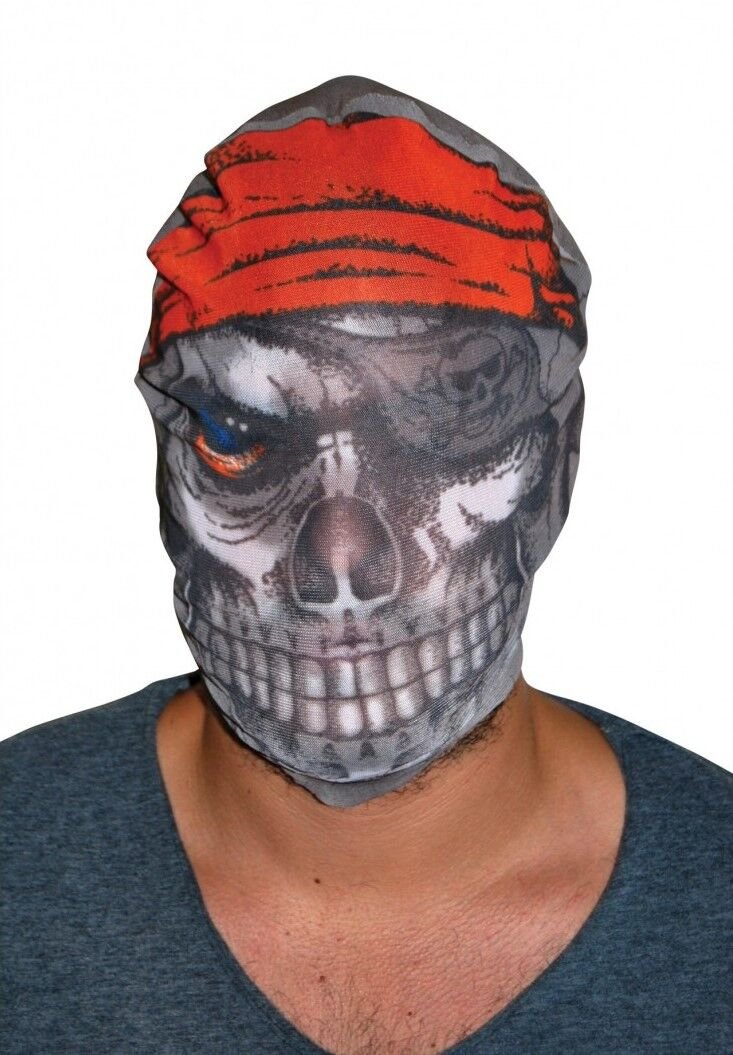 Kafaya Tam Geçmeli Bez Korsan Maskesi - Streç Korku Maskesi - 3D Baskılı Maske Model 4 (4944)