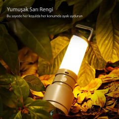 TAŞINABİLİR KAMP FENERİ BEYAZ - SARI TYPE-C ŞARJ GİRİŞLİ 95X250MM CH-23052 (4944)