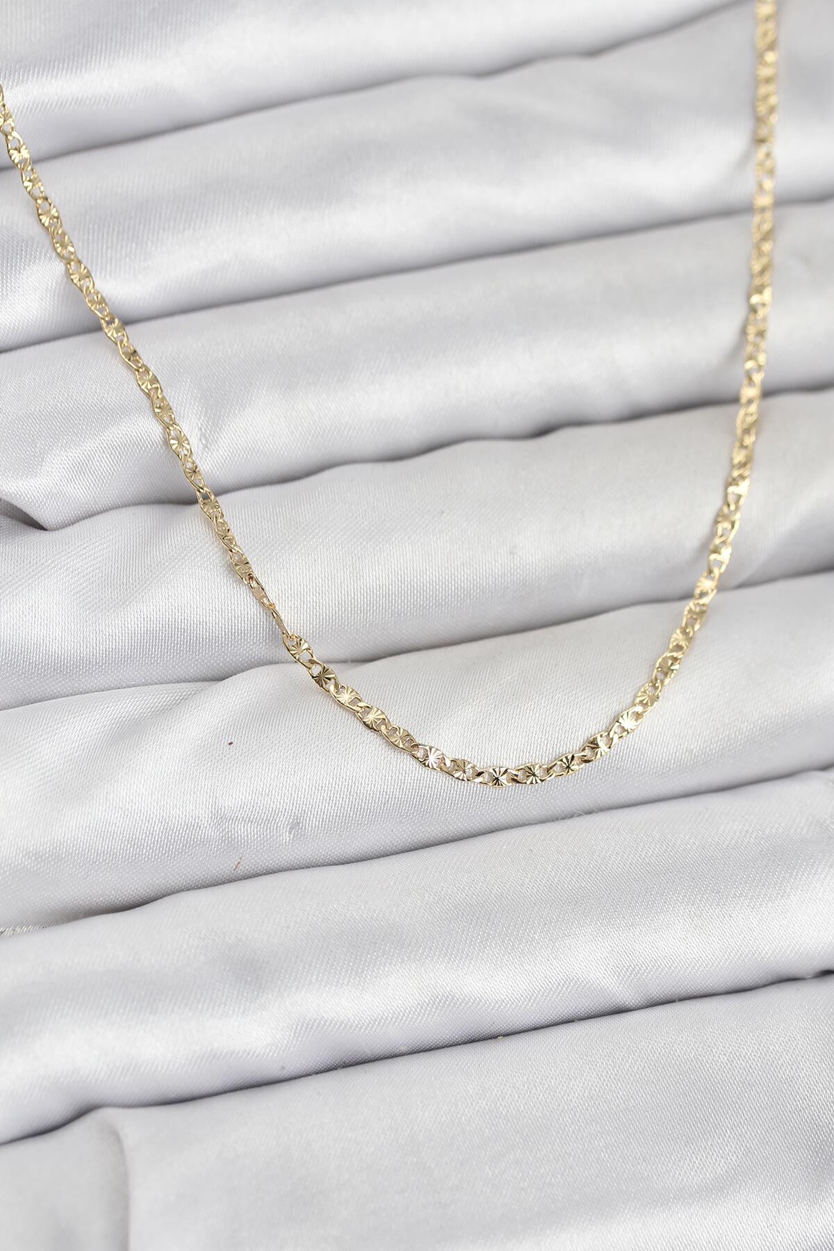 CM 14K Gold Renk Pirinç Lazer Model 60 cm Kadın Kolye - TJ-BKO10927