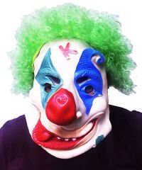 Yeşil Renk Afro Bonus Peruklu Palyaço Lateks Et Maske (4944)