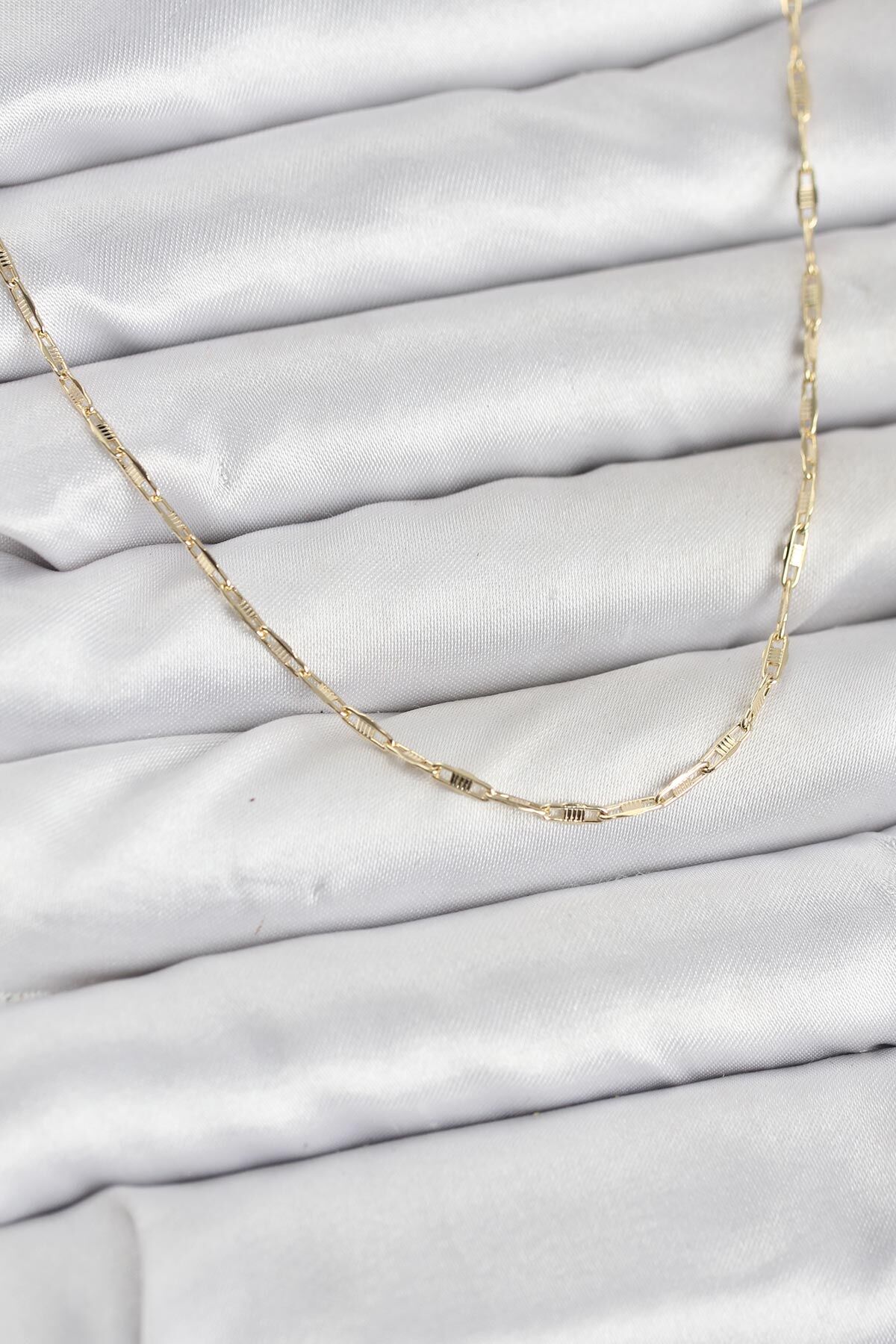 CM 14K Gold Renk Pirinç Ataç Zincir 60 cm Kadın Kolye - TJ-BKO10928