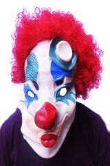 Kırmızı Renk Afro Bonus Peruklu Palyaço Lateks Et Maske (4944)