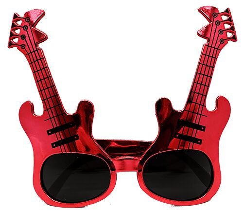 Kırmızı Renk Rockn Roll Gitar Şekilli Parti Gözlüğü 15x15 cm (4944)