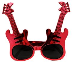 Kırmızı Renk Rockn Roll Gitar Şekilli Parti Gözlüğü 15x15 cm (4944)