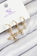 Pirinç Zirkon Taşlı 3'lü Kuş Model Gold Renk Kadın Küpe - TJ-BKP11140