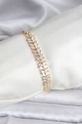 14K Gold Renk Kaplama Başak Model Zirkon Taşlı CM Kadın Bileklik - TJ-BB8124