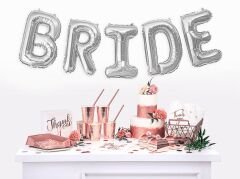 Bride Yazılı Bekarlığa Veda Partisi Folyo Balonu Gümüş Renk 100 cm