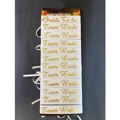 Bride To Be Bileklik - Team Bride Bileklik - Beyaz Üzeri Metalize Altın Yazılı 12 Adet