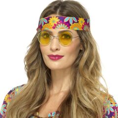 Yuvarlak Cam John Lennon Tarzı Hippi Gümüş Çerçeveli Sarı Gözlük (4944)