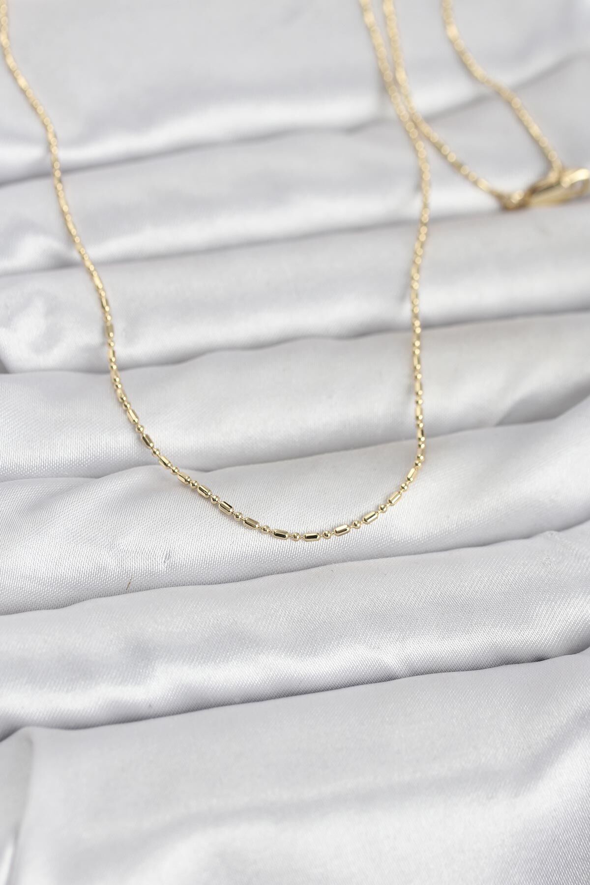 CM 14K Gold Renk Parçalı Topçuk Model 60 cm Kadın Kolye - TJ-BKO10948