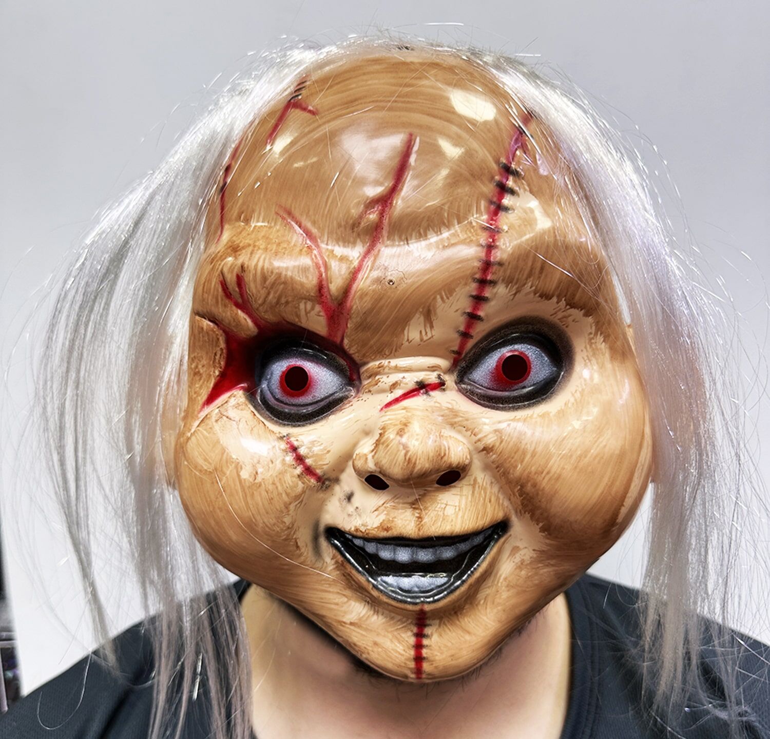 Beyaz Saçlı Çaki Maskesi Chucky Maskesi Yetişkin Çocuk Uyumlu (4944)