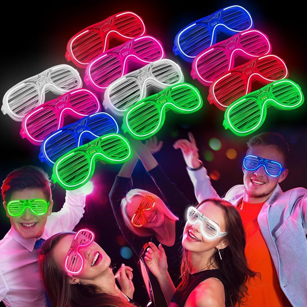 Glow Model 3 Farklı Fonksiyonlu Işıklı Panjur Parti Gözlüğü Karışık Renk 12 Adet (4944)