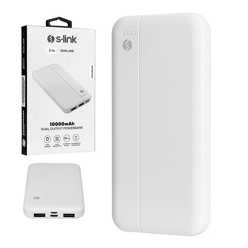 S-LINK IP-G10N BEYAZ MICRO+TYPE C GİRİŞLİ 10000 MAH TAŞINABİLİR ŞARJ CİHAZI POWERBANK (4944)