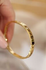 316L Çelik Roma Rakamlı Gold Renk Bilezik - TJ-BB3565