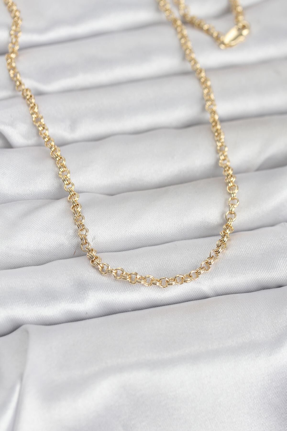 CM 14K Gold Renk Halka Zincir Model 60 cm Kadın Kolye - TJ-BKO10951