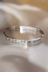 316L Çelik Roma Rakamlı Silver Renk Bilezik - TJ-BB3566