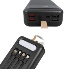 20000 MAH DİJİTAL GÖSTERGELİ USB-MICRO-LIGHTNING-TYPE-C GİRİŞLİ VE KABLOLU POWERBANK (4944)