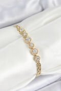 Xuping Pirinç Sıralı Daire Baget Model Gold Renk Kadın Bileklik - TJ-BB7484