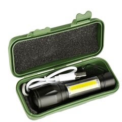 Su Geçirmez Şarjlı El Feneri 2500 Lumens + 5W COB LED USB Lion Şarjlı Ultra Güçlü Q5 XPE (4944)