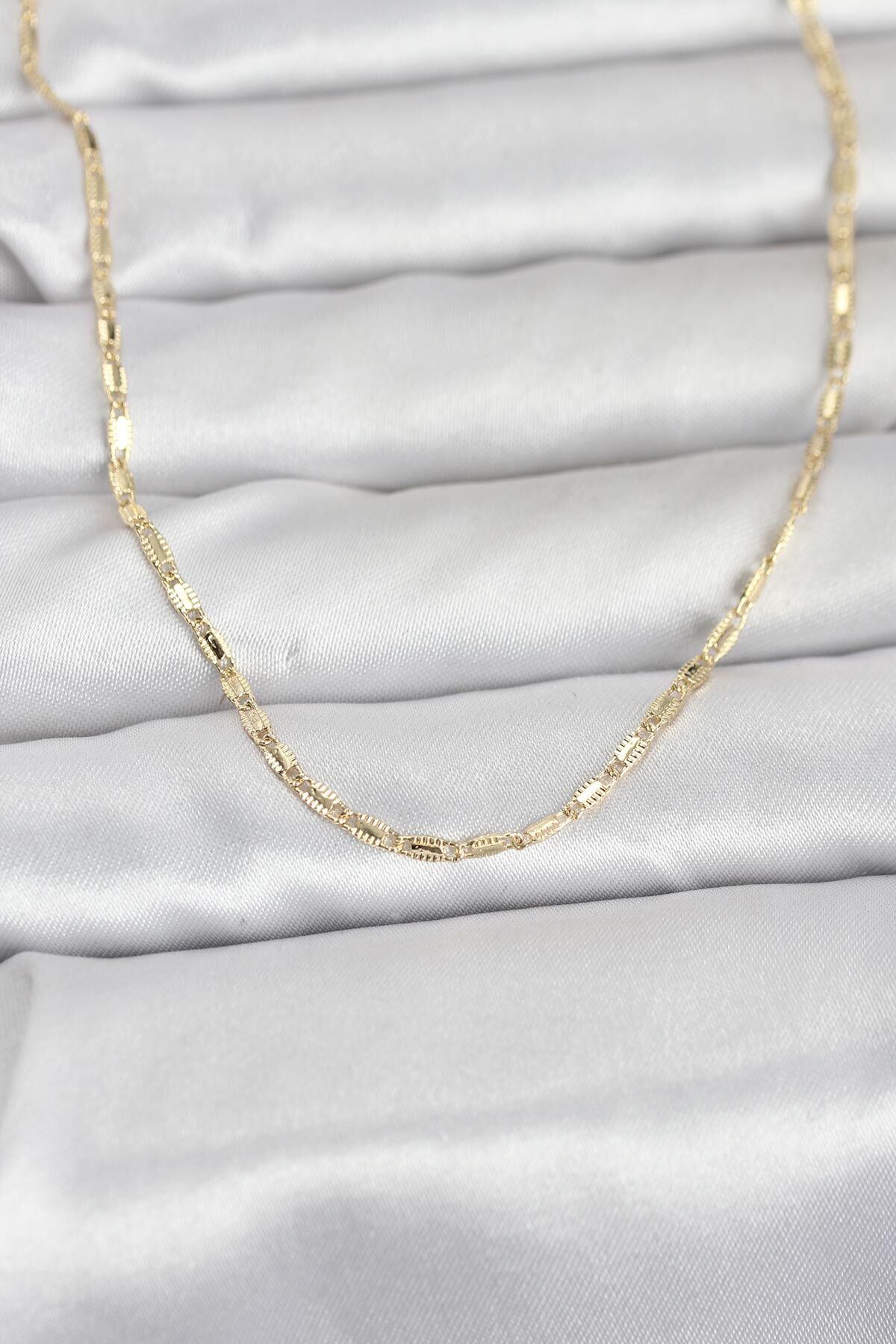 CM 14K Gold Renk Lazerli Zincir Model 60 cm Kadın Kolye - TJ-BKO10957