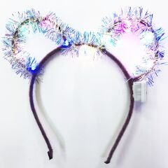 Led Işıklı Püsküllü Mickey Minnie Mouse Kulak Mor Taç 19x17 cm