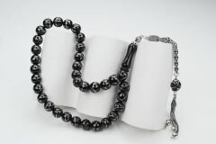 Oltu Taşı Küre Tek Zikzak Dörtlü Baklava İşlemeli Tespih