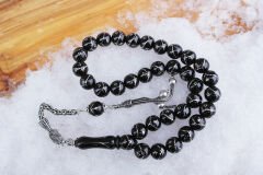 Oltu Taşı Küre Tek Zikzak Dörtlü Baklava İşlemeli Tespih