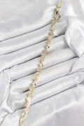 Pirinç Zirkon Taşlı Sıralı Yonca Model Gold Renk Kadın Bileklik - TJ-BB7489