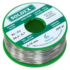 KURŞUNSUZ SOLDEX 200 GR 0.75 MM KURŞUNSUZ LEHİM TELİ SN 99.3 / CU 0.7 (4944)