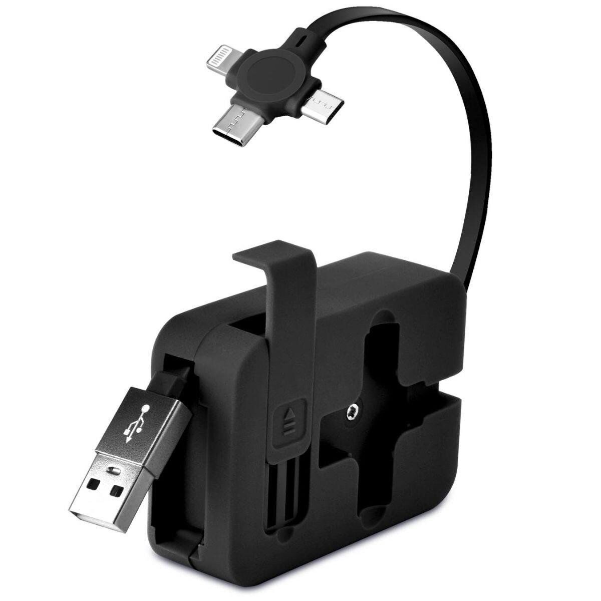 Cep Tipi Telefon Tutuculu Makaralı Uzayıp Kısalabilen 3&apos;ü 1 Arada USB Şarj Kablosu (4944)