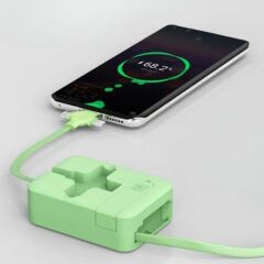 Cep Tipi Telefon Tutuculu Makaralı Uzayıp Kısalabilen 3&apos;ü 1 Arada USB Şarj Kablosu (4944)