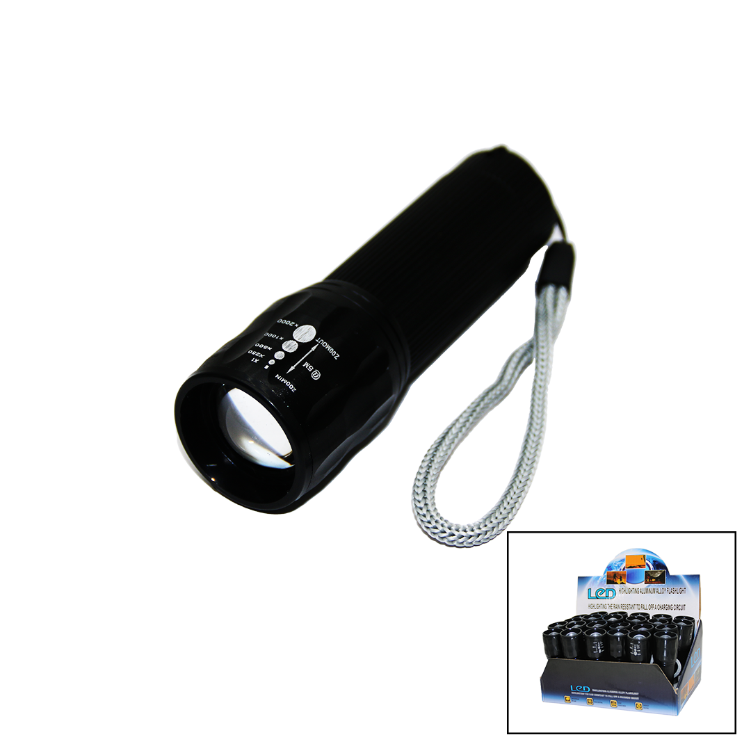 LED GOLD ORION HIGHLIGHTING ALUMİNUM FLASHLİGHT PİLLİ ZOOMLU EL FENERİ METAL KASA (4944)