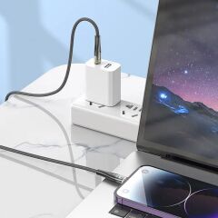 Led Işık Uçlu Sağlam İp Kablolu USB to Lightning Hızlı Şarj Kablosu (4944)