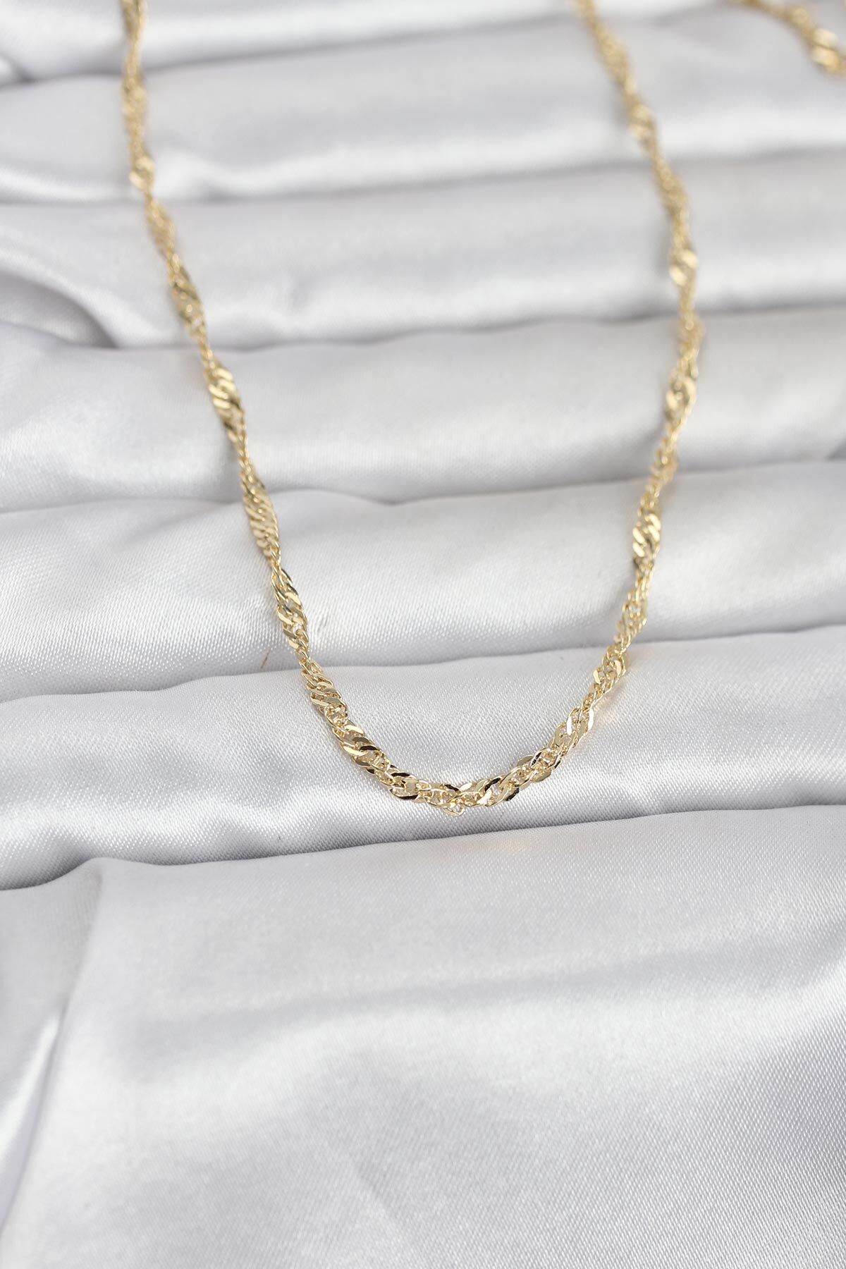 CM 14K Gold Renk Burgu Yassı Model 60 cm Kadın Kolye - TJ-BKO10972