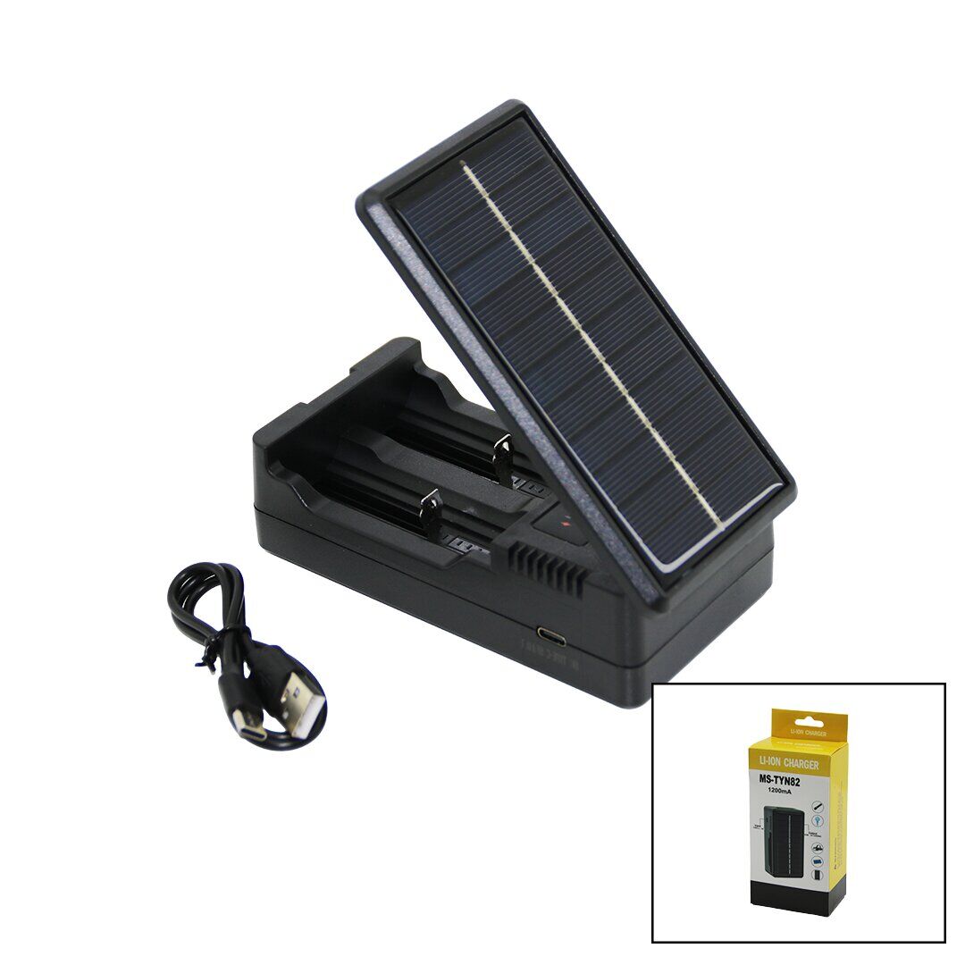 LI-ION CHARGER MS-TYN82  SOLAR - GÜNEŞ ENERJİLİ   2Lİ   PİL ŞARJ  ALETİ  1200mA (4944)